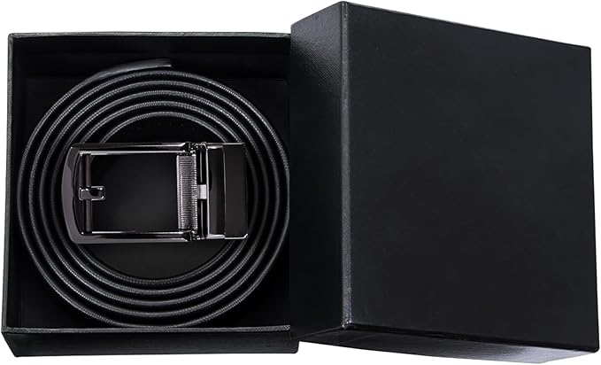 Barry.Wang Mens Belts Leather Ratchet Automatic Buckle Slide Click 1 3/8" Designer Dress Fashion Classic Casual Work Business