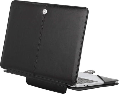 MOSISO Case Compatible with MacBook Air 13.6 inch M4 M3 M2 2025-2022 /Air 13 M1 2022-2018 /Pro 13 inch M2 M1 2025-2016, PU Leather Portfolio Protective Stand Cover, Black