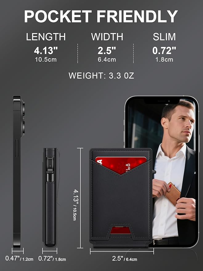 GHUKY Wallet for Men RFID Wallet with Money Clip, Slim Pop Up Card Holder for 10-12 Cards, Minimalist Smart Credit Card Case with ID Window, Bifold Metal Wallet for Front Pocket, Gifts for Men