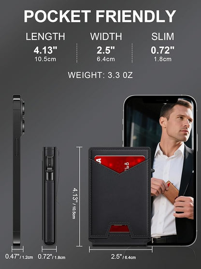 GHUKY Wallet for Men RFID Wallet with Money Clip, Slim Pop Up Card Holder for 10-12 Cards, Minimalist Smart Credit Card Case with ID Window, Bifold Metal Wallet for Front Pocket, Gifts for Men