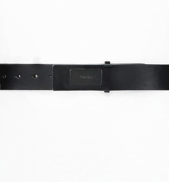 Calvin Klein Men's Plaque Buckle Belt - Casual Modern Style With Logo Detail for Jeans and Dress Pants