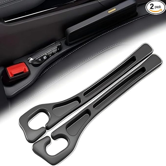Car Seats Gap Filler Dual-Slot Car Seat Gap Organizer – with Belt Slot, Anti-Drop Gap Filler for Cars & SUVs – No More Lost Items, All Within Reach (2PCS) (Red)