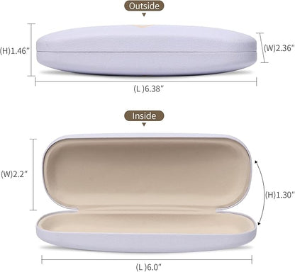Glasses Case Hard Shell, Leather Protective Case for Sunglasses with Cleaning Cloth, Cute Eyeglass Cases for Women