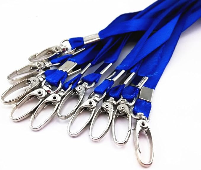 yueton 10pcs Vertical Style Leather Business ID Badge Card Holder, Name Card Business Card Holder Tag with Long Neck Strap Band Lanyard (Blue)