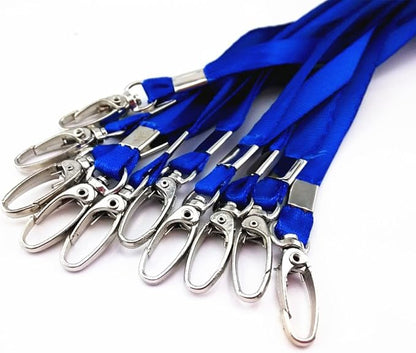 yueton 10pcs Vertical Style Leather Business ID Badge Card Holder, Name Card Business Card Holder Tag with Long Neck Strap Band Lanyard (Blue)