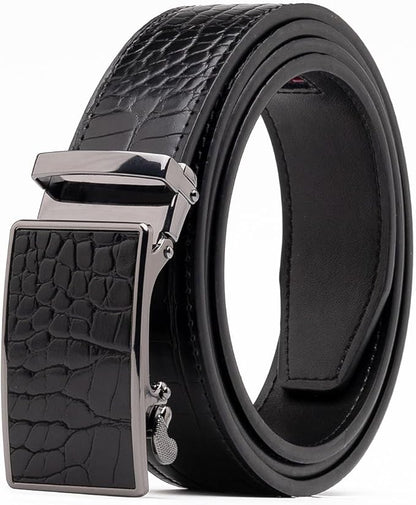 Fabio Valenti Mens Belt,Ratchet Belt Dress with 1 3/8" Genuine Leather with Easier Adjustable Buckle, Trim to Fit