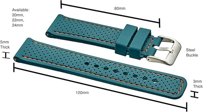 ALPINE Sporty Premium Soft Silicone Adjustable Watch Band - Replacement Rubber Watch Bands for Women & Men - Waterproof Quick Release Watch Straps - Compatible with Regular & Smart Watch Bands
