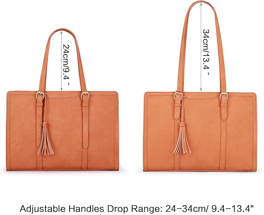 ECOSUSI Laptop Bag For Women 15.6 Inch Work Tote Bags PU Leather Computer Purse For Business Office With 3 Layer Compartments