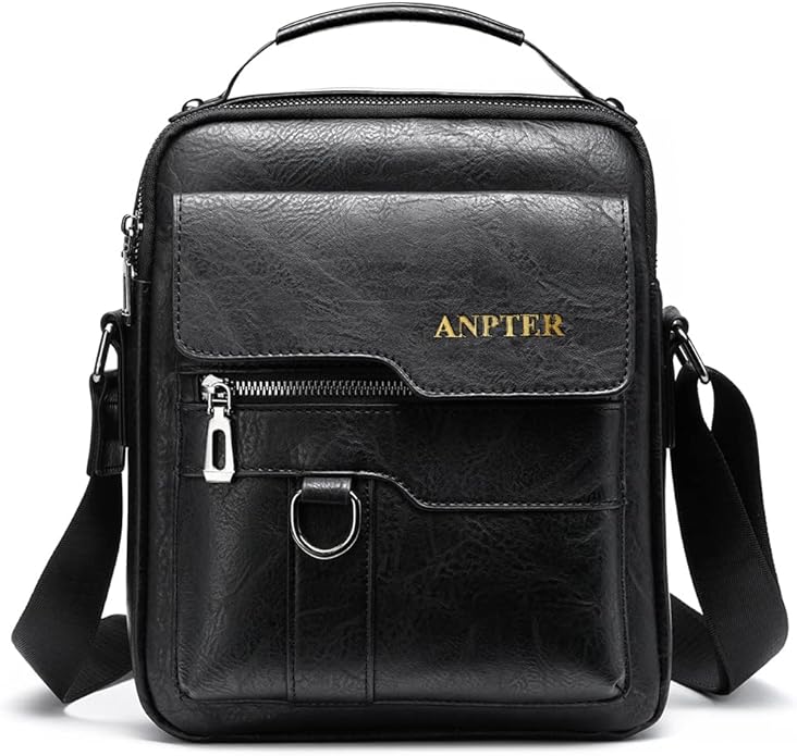 Messenger Bag for Men Crossbody Shoulder Purse Small Vintage PU Leather Satchel Pouch Side Crossover Handbag