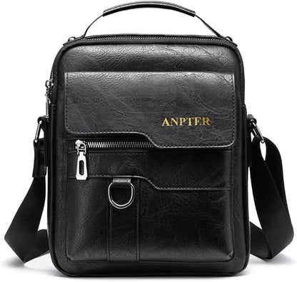 Messenger Bag for Men Crossbody Shoulder Purse Small Vintage PU Leather Satchel Pouch Side Crossover Handbag