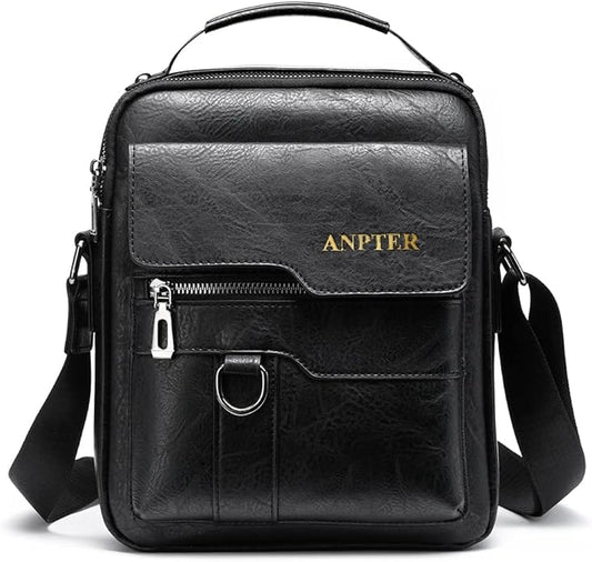 Messenger Bag for Men Crossbody Shoulder Purse Small Vintage PU Leather Satchel Pouch Side Crossover Handbag