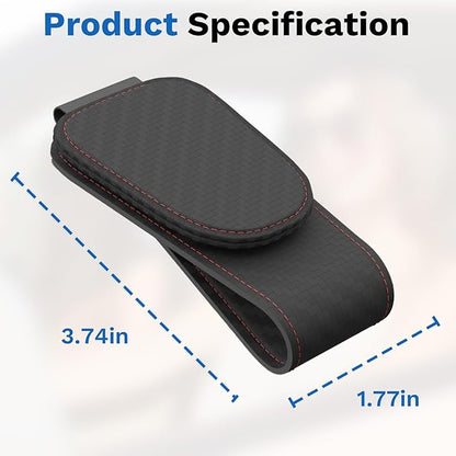 BFXM Sunglass Holder for Car, Sunglasses Holder Eyeglass Hanger Clip Magnetic Leather for Car Visor, Cars Sun Visor Ticket Card Clip
