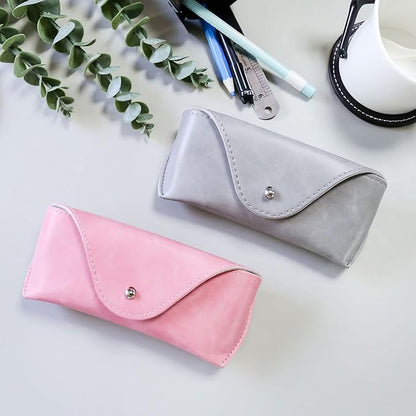 LogHog Portable Leather Glasses Case,Flexible Sunglasses Pouch Slim Case for Women Men Horizontal Eyeglass Case