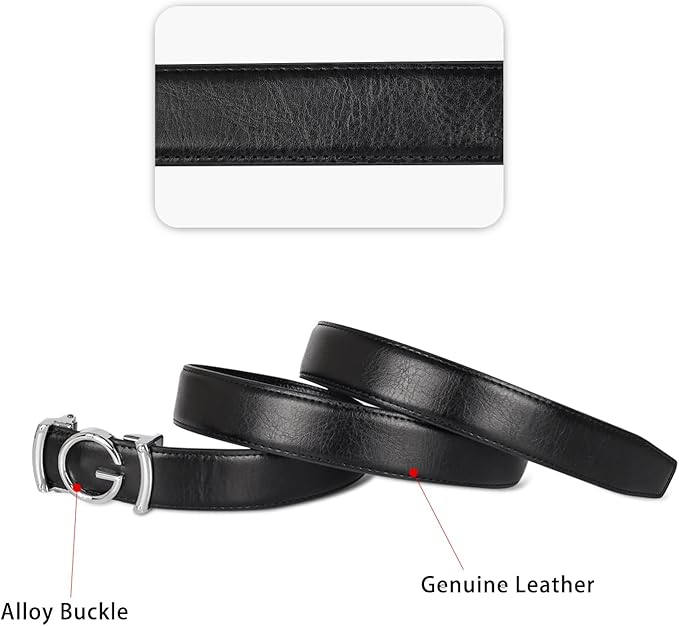 Aurolran Men&Womens Leather Dress Belt Business Automatic Buckle Belt Color-Black Silver Gold