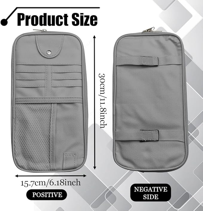 Car Sun Visor Organizer, Auto Accessories Sunglass Holder for Car, Multi-functional Sun Organizer Storage Bag, General Motors Interior Parts Storage Bags are Fit for Cars, SUVs, Trucks (Gray)