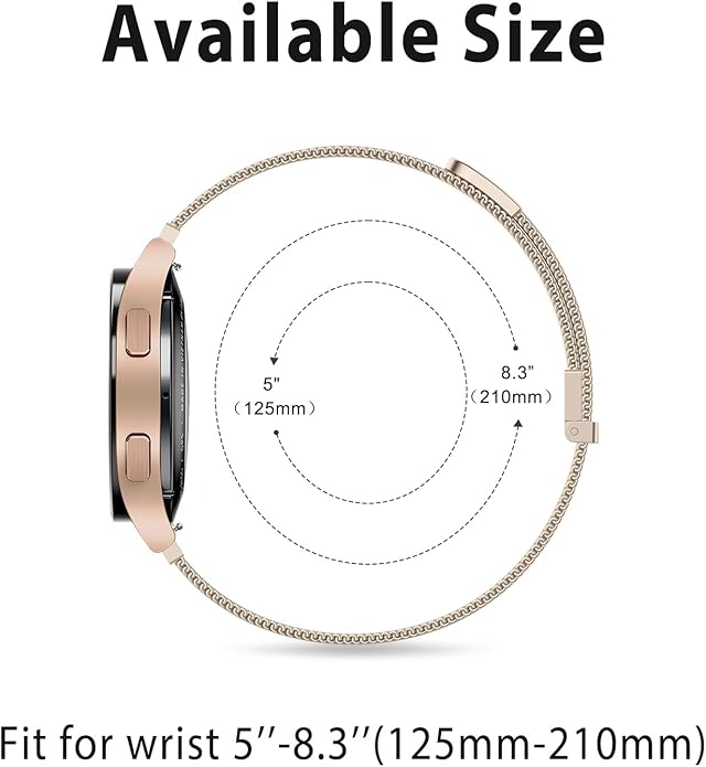 Vanjua 20mm 22mm Watch Band for Women Men, 20mm 22mm Quick Release Stainless Steel Metal Mesh Loop Adjustable Magnetic Replacement Wristbands Straps Bands