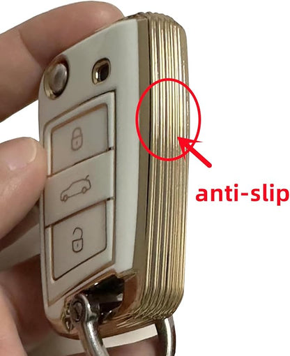 REPROTECTING TPU Key Fob Cover Compatible with Nissan Pathfinder Rogue Kicks (White/Green, 5 Buttons/TPU)