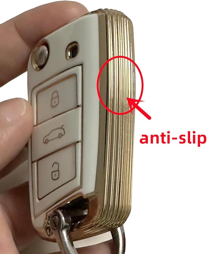 REPROTECTING TPU Key Fob Cover Compatible with Nissan Pathfinder Rogue Kicks (White/Green, 3 Buttons/TPU)