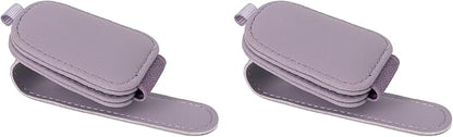 Yuoyar Sunglass Holder for Car, Magnetic Leather Sunglasses Holder and Ticket Card Clip, Car Visor Accessories, 2 Packs (Purple)