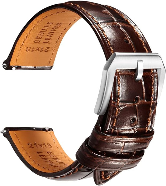 REZERO Leather Watch Bands for Men, Quick Release Watch Straps, Luxury Italian Alligator Grain Embossed Band Replacements 19mm 20mm 21mm 22mm
