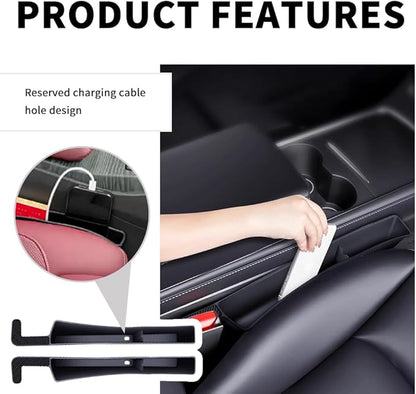 2PCS New Car Seat Gap Filler with 2 Storage Areas,Stylish Car Seat Gap Storage for Stabilizing Phone,Keys Wallet,Universal Car Seat Gap Filler Organizer Interior Accessories (Carbon Red)