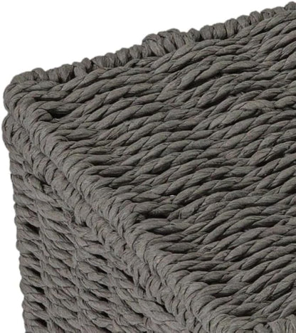 Household Essentials Small Handwoven Paper Rope Wicker Basket with Lid, Grey