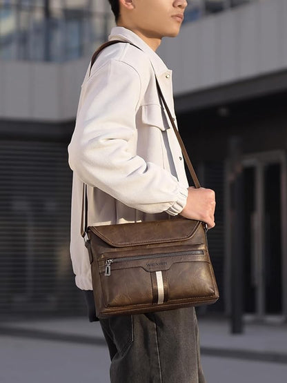 Zipper Buckle Leather Messenger Bag Crossbody Shoulder Bag Vintage Handle Bags | Zipper, Buckle, Leather, Vintage