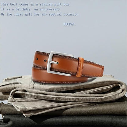 DOOPAI Mens Dress Belt - Genuine Leather Dress Belts For Men,Casual Suit Jeans Belt-Single Prong Buckle black belt