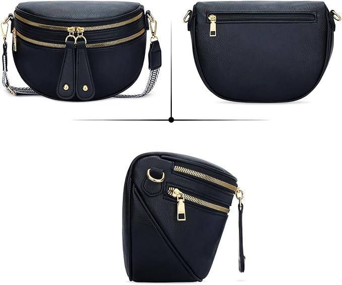 KKXIU Crossbody Sling Bag for Women Trendy Fanny Pack Vegan Leather Chest Bag | Trendy