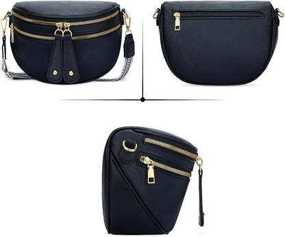 KKXIU Crossbody Sling Bag for Women Trendy Fanny Pack Vegan Leather Chest Bag | Trendy