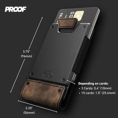 PROOF Wallet | Slim Minimalist Wallets for Men | Leather & Metal | RFID Wallet | Front/Back Pocket | Gift Box | Veteran Owned
