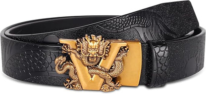 Aurolran Men&Womens Leather Dress Belt Business Automatic Buckle Belt Color-Black Silver Gold
