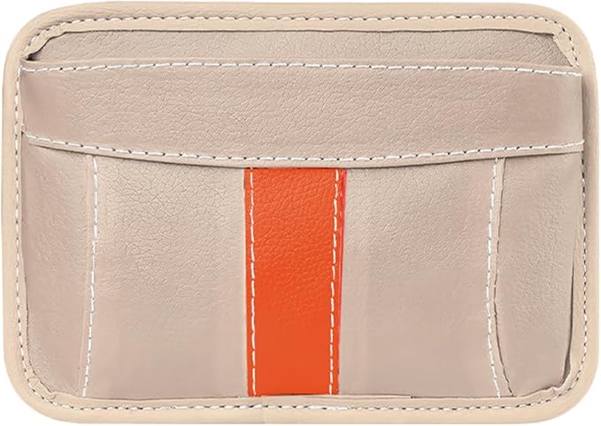 Car Seat Side Pocket Organizer, Leather Vehicle Seat Gap Filler Organizer, Automotive Console Side Cell Phone & Sunglasses Holder Storage Bag, Universal for SUV Automobile Truck (Beige)