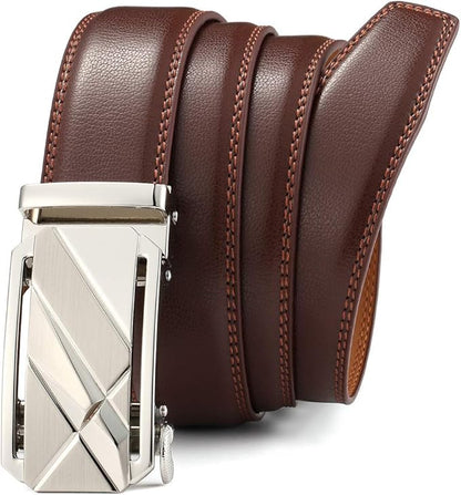Lingli Men's Belt,Ratchet Dress Belt with Automatic Buckle Brown/Black-Trim to Fit-35mm wide
