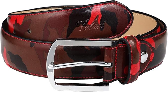 Falari Men Genuine Leather Casual Dress Belt With Single Prong Buckle, Classic Style Belt