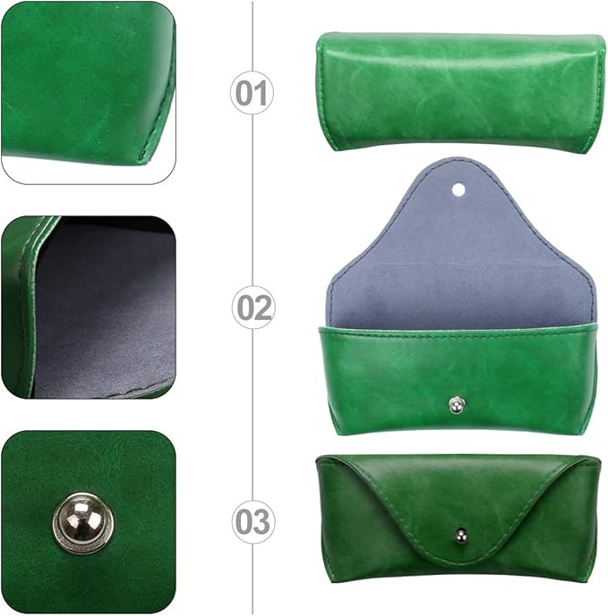LogHog Portable Leather Glasses Case,Flexible Sunglasses Pouch Slim Case for Women Men Horizontal Eyeglass Case
