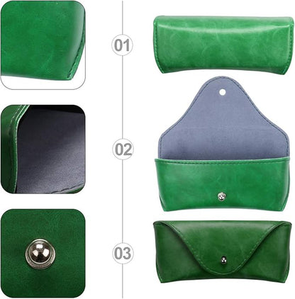 LogHog Portable Leather Glasses Case,Flexible Sunglasses Pouch Slim Case for Women Men Horizontal Eyeglass Case
