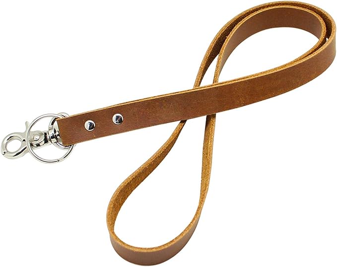Leather Keychain Lanyard For Women Neck, Genuine Leather Handmade Lanyard with Keychain for Cellphone, Keys, ID Badge Holder, Camera,1Pcs