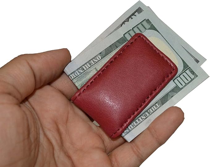 LB LEATHERBOSS Men's New Leather Strong Magnetic Money Clip