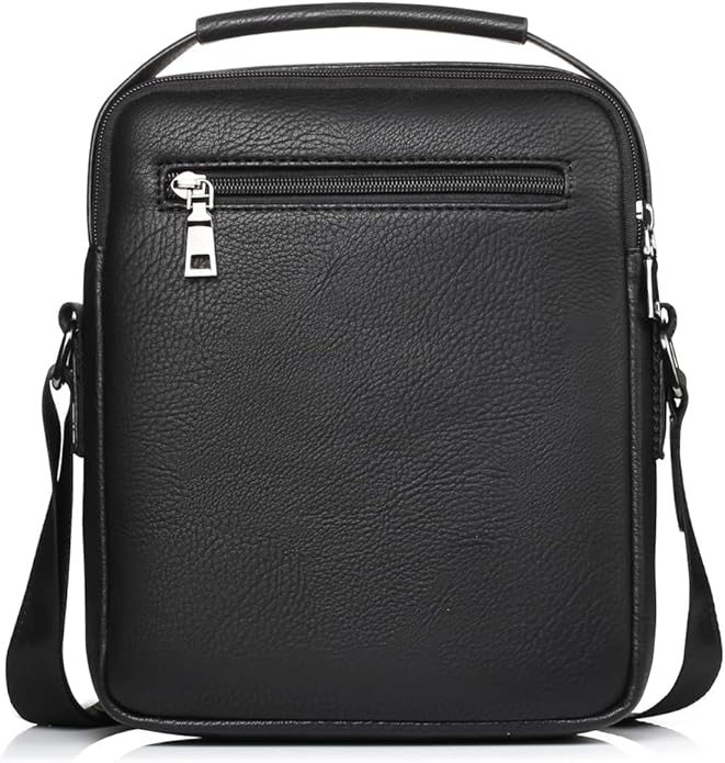 Hebetag Small Leather Sling Shoulder Bag Messenger Pack for Men Women Outdoor Travel Business