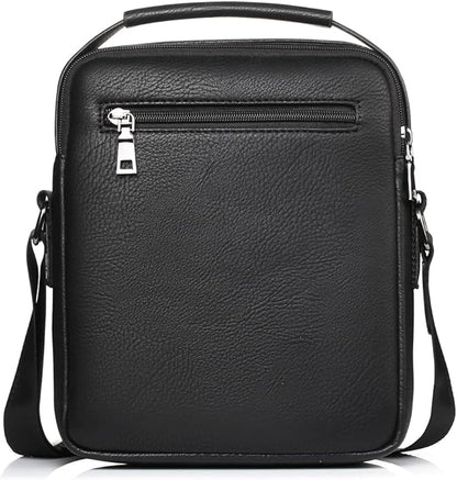 Hebetag Small Leather Sling Shoulder Bag Messenger Pack for Men Women Outdoor Travel Business