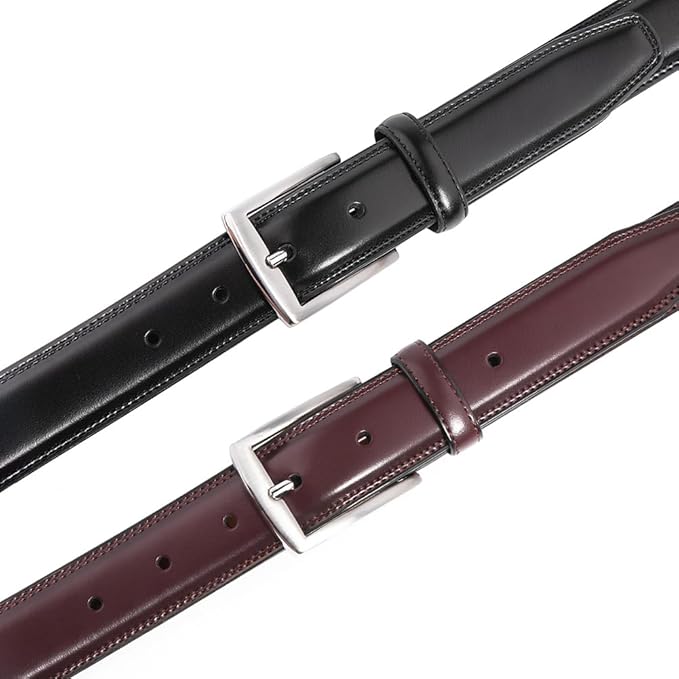 Mens Genuine Leather Dress Belt for Men, Handmade, 100% Cow Leather,Classic Casual and Business Belt Prong Buckle