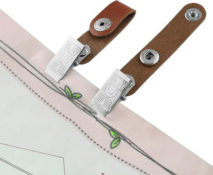 Badge Clip 20PCS Metal ID Badge Clips with Brown Leather Strap, ID Strap Clip Adapter
