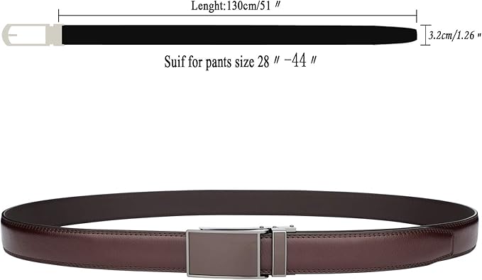 HIMI Men's Comfort Genuine Leather Ratchet Dress Belt with Automatic Click Buckle