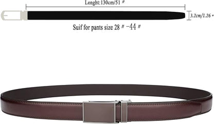 HIMI Men's Comfort Genuine Leather Ratchet Dress Belt with Automatic Click Buckle