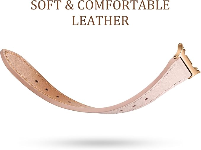GEAK Slim Leather Band Compatible with Samsung Galaxy Watch 8 40mm 44mm/Watch 8 Classic 46mm, No Gap Adjustable Genuine Leather Replacement Dressy Strap for Samsung Watch 8 Bands Women