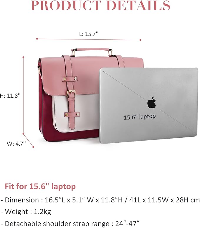 ECOSUSI Laptop Bag for Women Vegan Leather Messenger Bag Fashion Briefcase Computer Satchel Bag