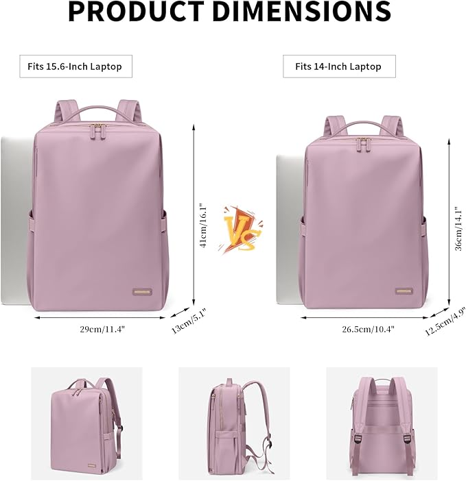 GOLF SUPAGS Stylish Laptop Backpack for Women Airline Approved Perfect for Work College and Travel Multi-Functional Casual Daypack Fits 15.6 Inch Notebook (Pinkish Purple)