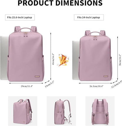 GOLF SUPAGS Stylish Laptop Backpack for Women Airline Approved Perfect for Work College and Travel Multi-Functional Casual Daypack Fits 15.6 Inch Notebook (Pinkish Purple)