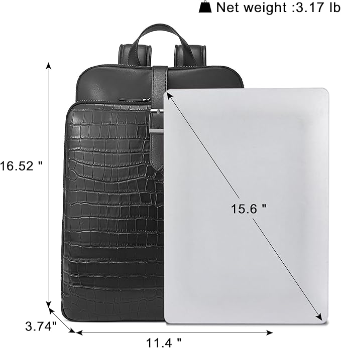 CLUCI Leather Backpack for Women, 15.6 inch Laptop Bag, Large Genuine Work Backpack Travel Back
